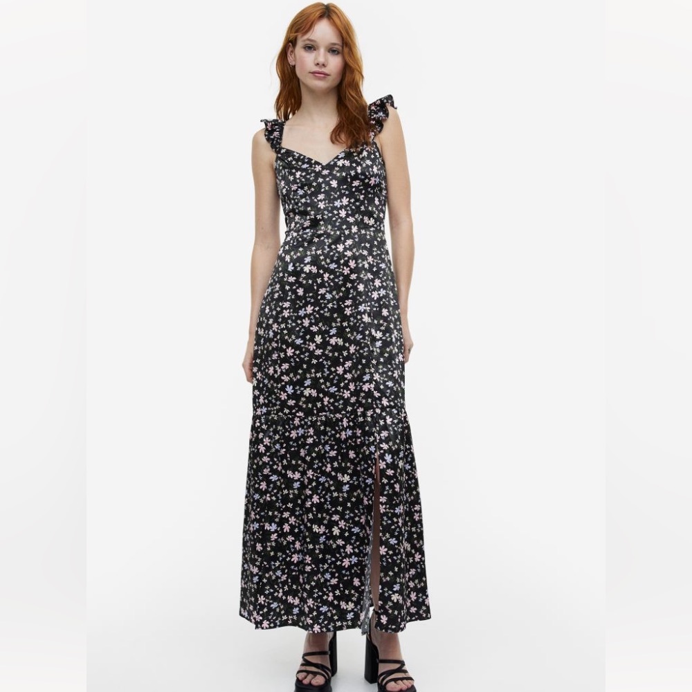 H&M Floral Satin Maxi Dress